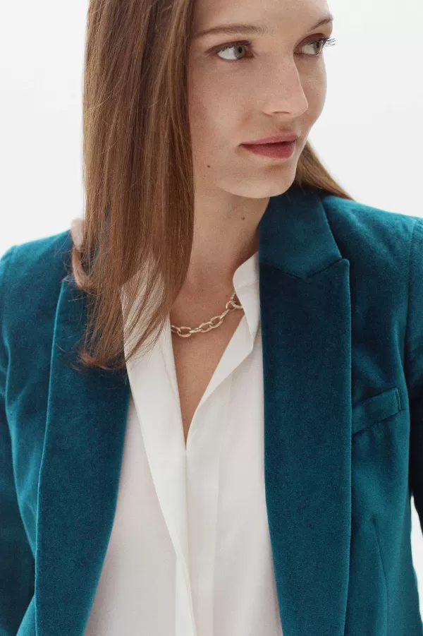 Fashion CAROLL Blazer Aurora Femme Bleu Petrole