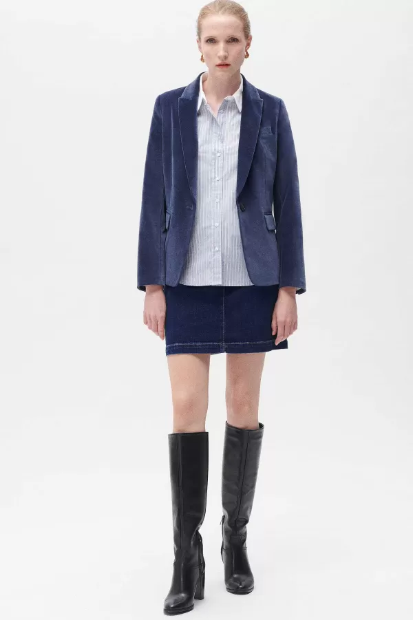 Online CAROLL Blazer Aurora Femme Bleu Marine