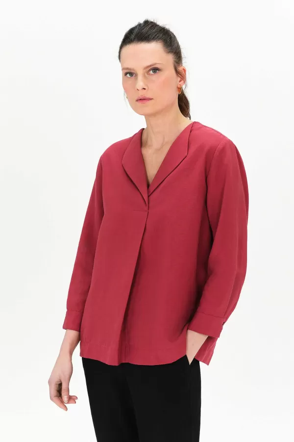 Hot CAROLL Blouse Cachou Femme Marron Fonce