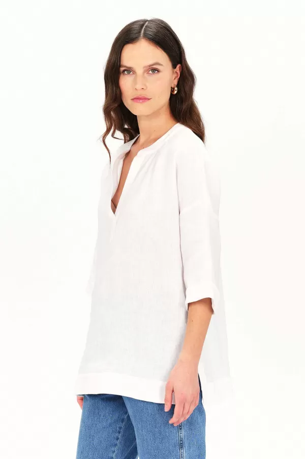 Sale CAROLL Blouse Caliseo 100% Lin Femme Blanc