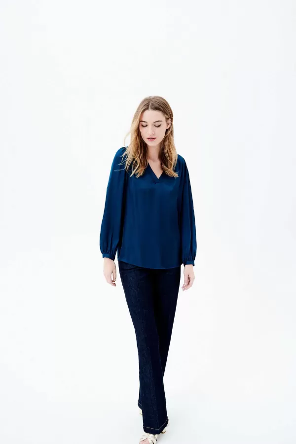 Outlet CAROLL Blouse Camilo Femme Bleu Petrole