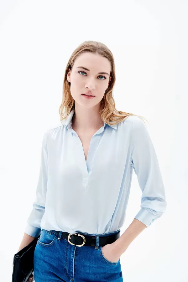 Online CAROLL Blouse Cphoenix Femme Bleu Ciel