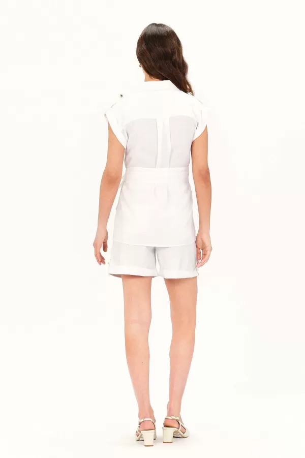 Best Sale CAROLL Chemise Calison 100% Lin Femme Blanc