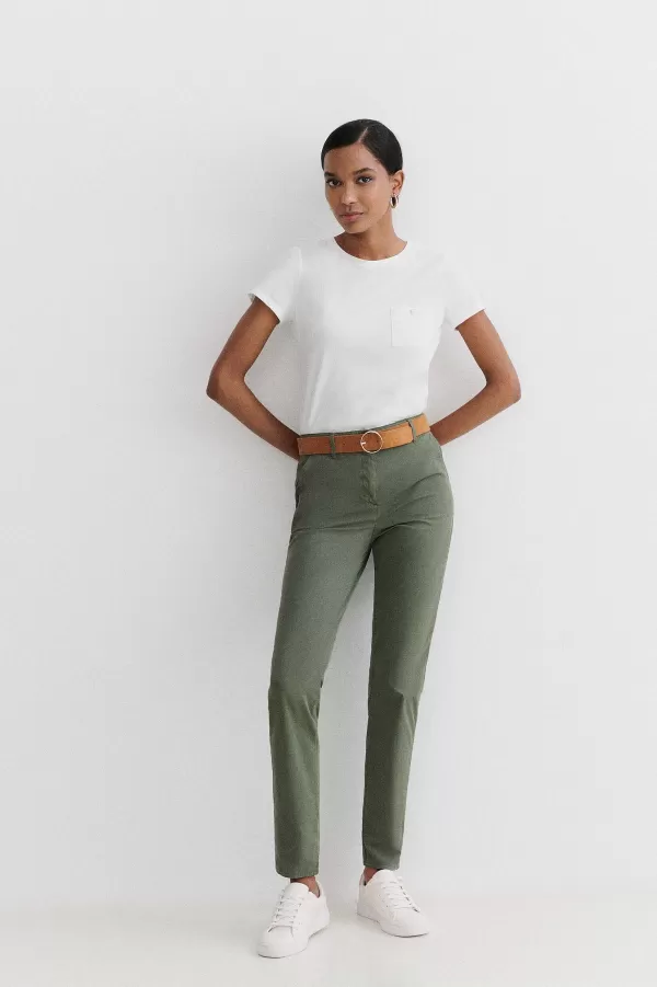 Hot CAROLL Pantalon Adelmo Femme Vert Kaki