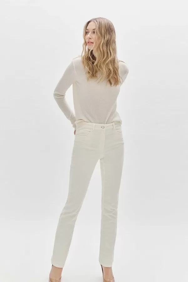 Online CAROLL Pantalon Chicago Velours Femme Ivoire