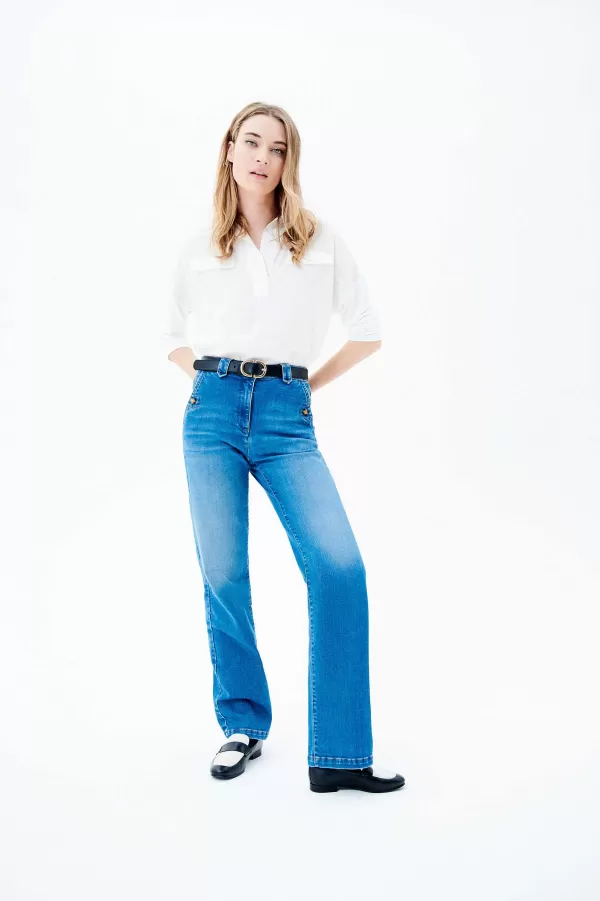 Online CAROLL Pantalon Pirus Femme Denim Stone