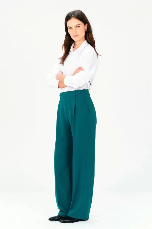 Flash Sale CAROLL Pantalon Popale Femme Vert Emeraude