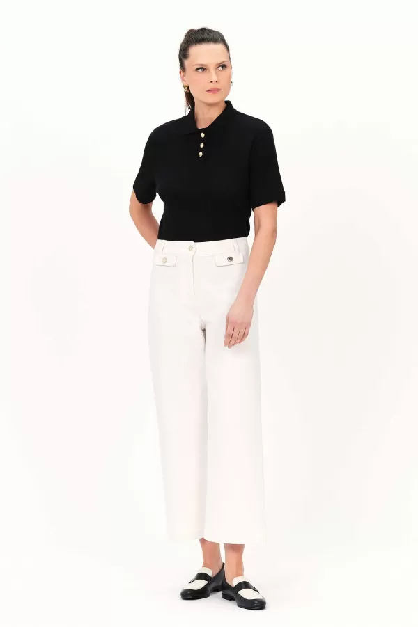 Discount CAROLL Pantalon Pteani Femme Ivoire