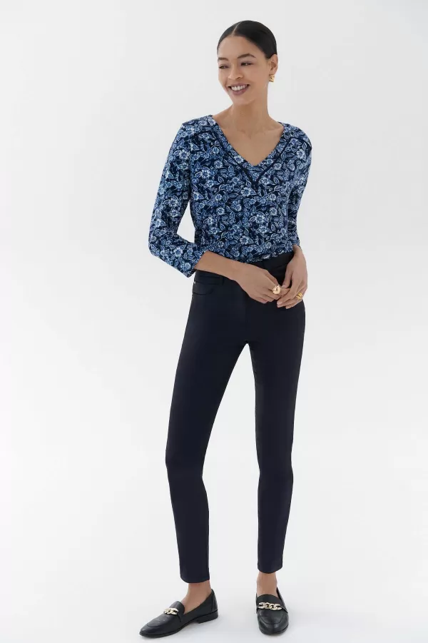 Sale CAROLL Pantalon Tony Effet Enduit Femme Bleu Marine