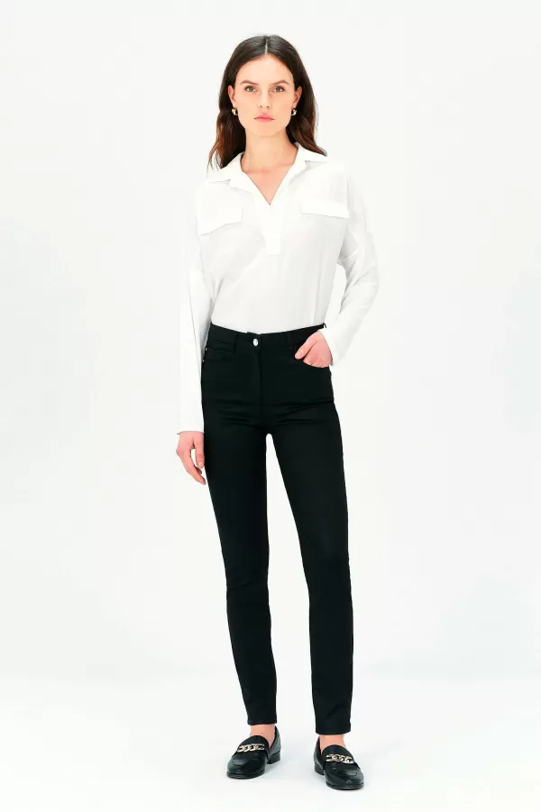 Store CAROLL Pantalon Tony Effet Enduit Femme Noir