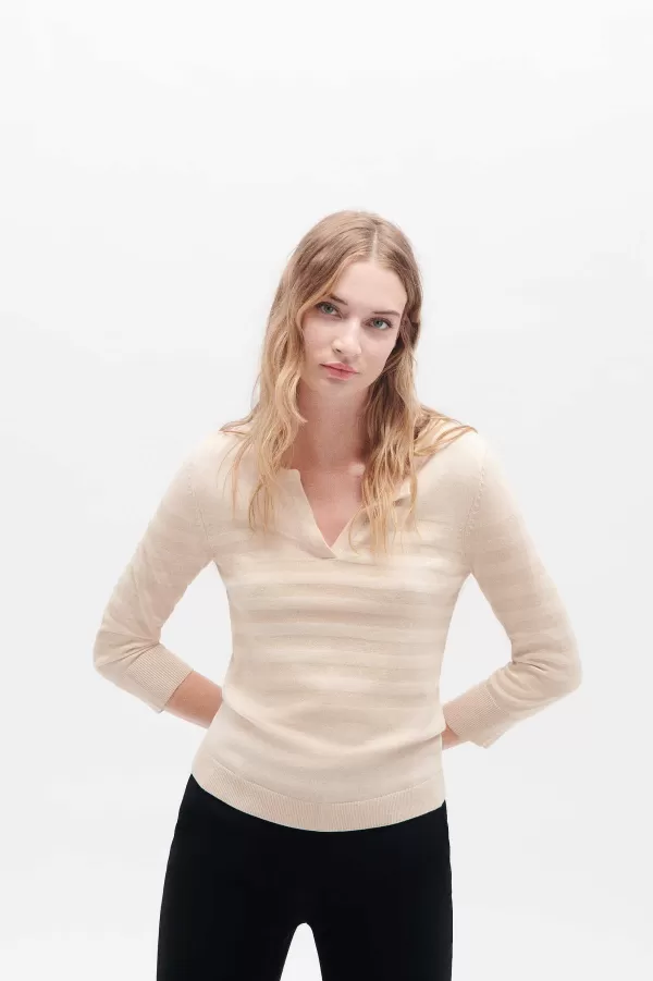 Hot CAROLL Pull Malte Femme Beige