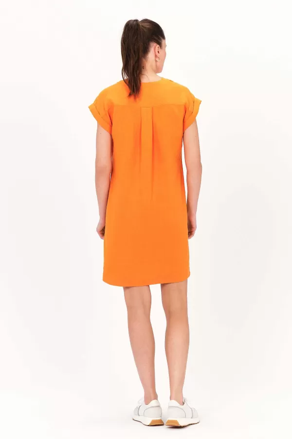 Best CAROLL Robe Mirabelle 100% Lin Femme Orange