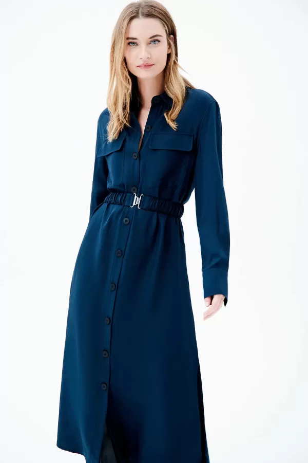 Clearance CAROLL Robe Raya Femme Bleu Petrole