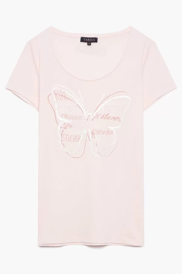 Flash Sale CAROLL T-Shirt Jamelia Femme Rose Pastel