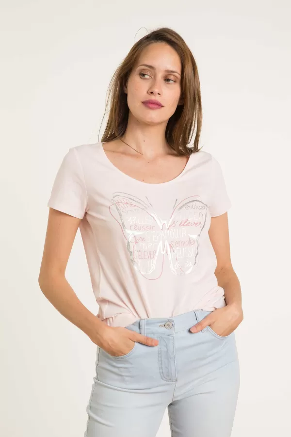 Flash Sale CAROLL T-Shirt Jamelia Femme Rose Pastel