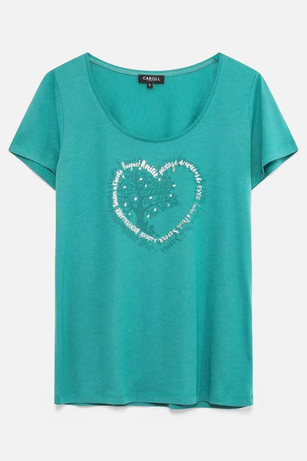 Outlet CAROLL T-Shirt Janice Toutes L' Cole Femme Bleu Turquoise