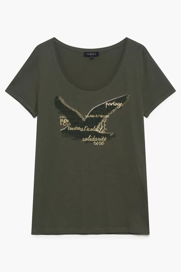 Shop CAROLL T-Shirt Maddy Femme Vert Kaki