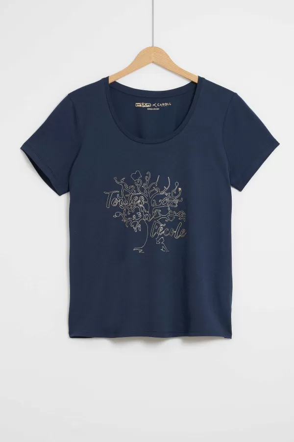 Outlet CAROLL T-Shirt Nessa Femme Bleu Marine