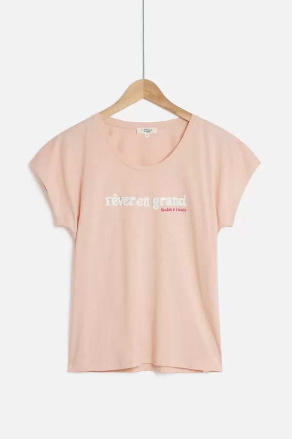 Clearance CAROLL Tshirt Tolivia Femme Rose Corail