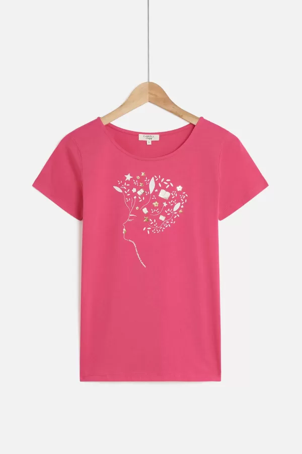 Online CAROLL Tshirt Toutes A L'Ecole Femme Rose Fushia