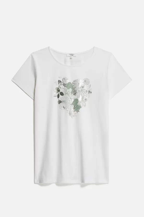 Clearance CAROLL T-Shirt Toutes L' Cole Taxime Heart Femme Blanc