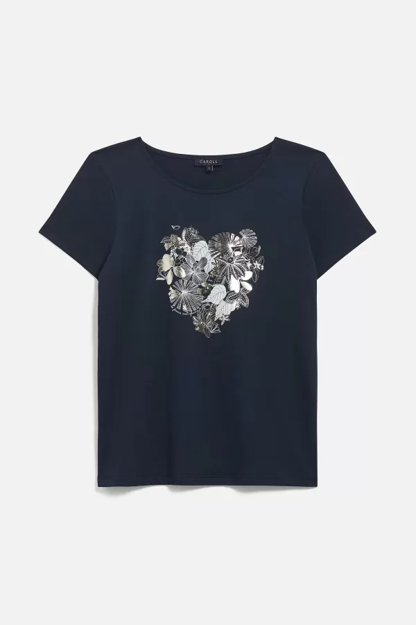 Sale CAROLL T-Shirt Toutes L' Cole Taxime Heart Femme Bleu Marine