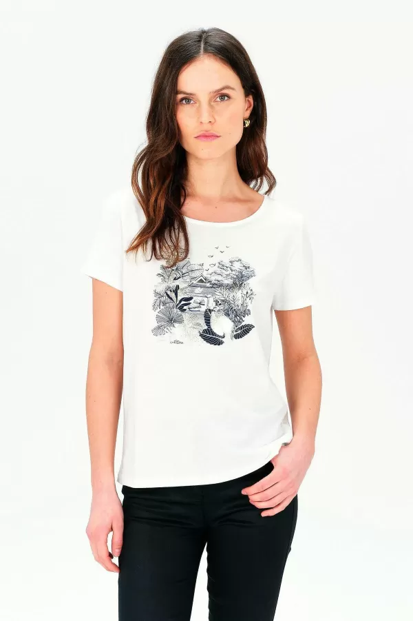 Online CAROLL T-Shirt Toutes L' Cole Taxime House Femme Blanc