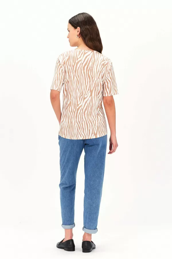 Outlet CAROLL T-Shirt Tzebra Femme Marron Clair